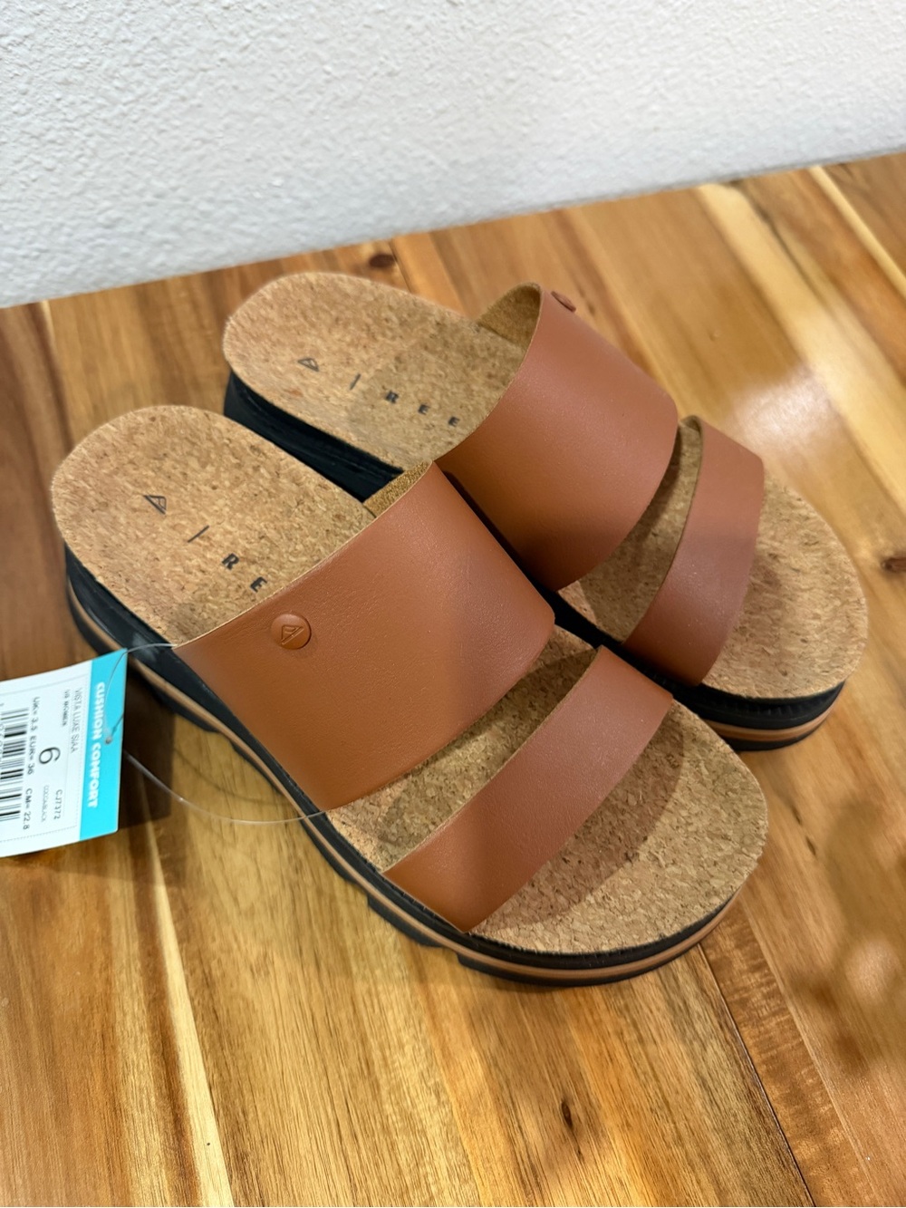 Reef Women's Tan Dual-Strap Cork Slide Sandals